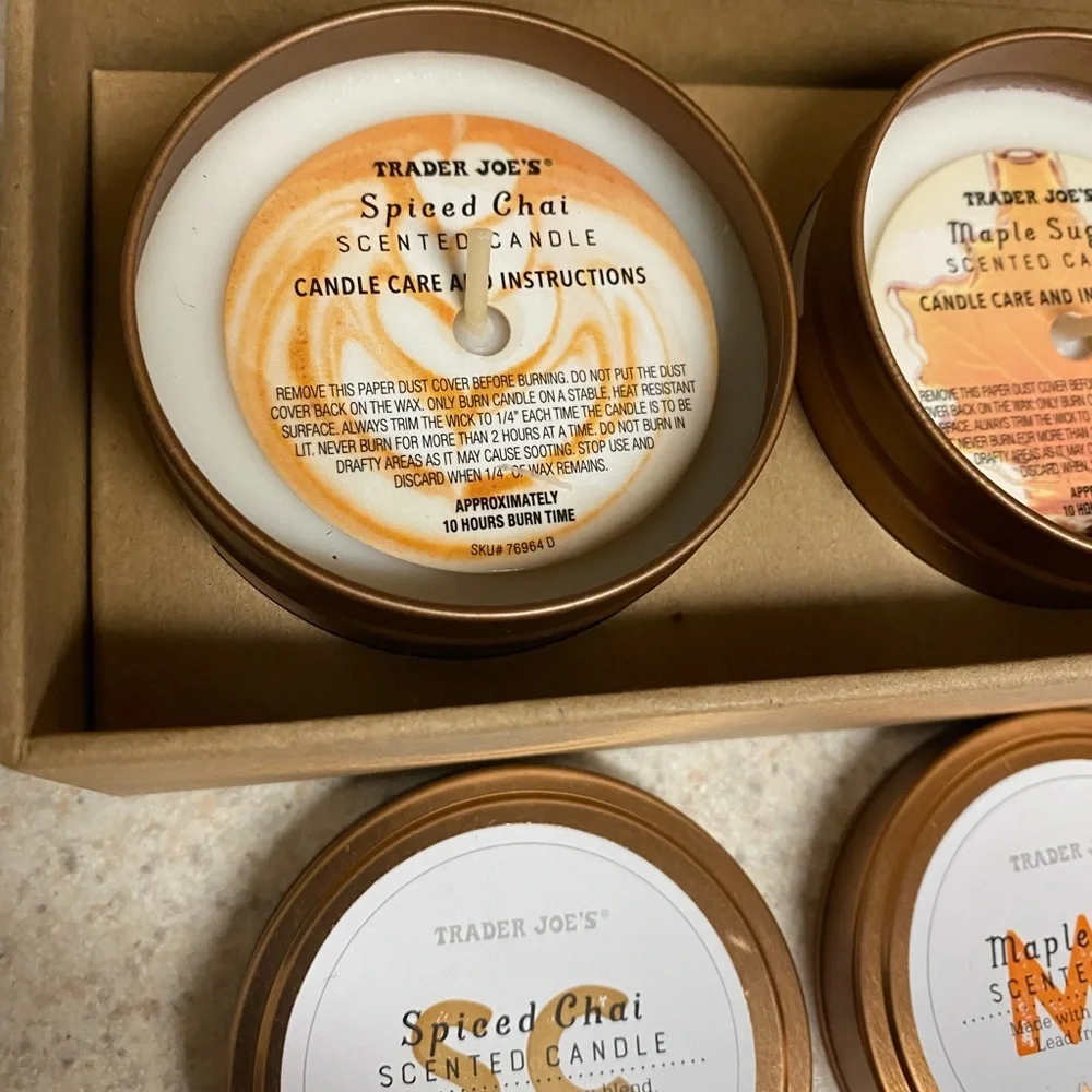Trader Joe’s Fall Candle Tin Trio | Autumn Leaves Maple Sugar Chai NIB